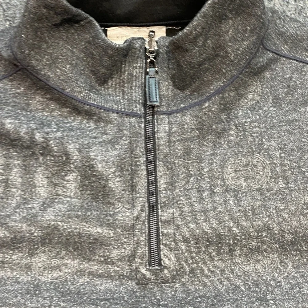 Age of Wisdom Reversible Quarter Zip Sz M Mens Gray Medallion Mock Neck Pullover